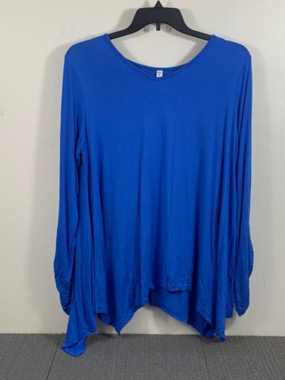 Leo Rosi Tunic Top Asymmetrical Long Sleeve Cinched Thumb Holes Womens Size XXL